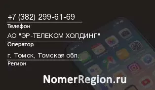 Кто звонил с 3822996169 - регион и оператор